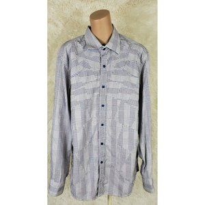 Robert Graham Button Down Shirt Size XL Flip Cuff Classic Fit Patchwork Navy C